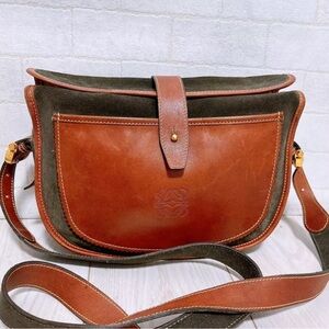 Loewe Brown and Green Crossbody Bag